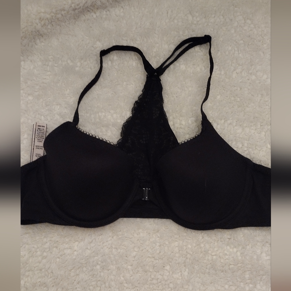 Victoria's Secret Black Racerback Lined Demi Bra 36B EUC